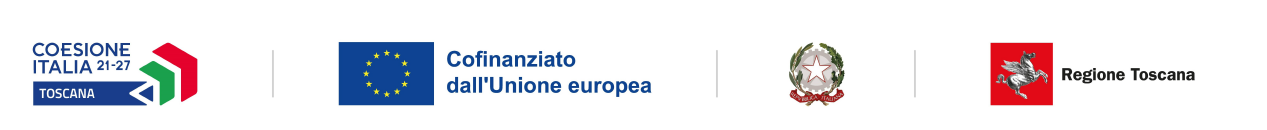 Loghi Coesione Italia 21-27 Toscana, Cofinanziato dall'Unione Europea, Repubblica Italiana, Regione Toscana